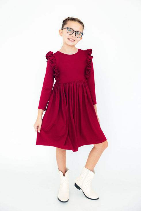 burgundy-l-s-ruffle-twirl-dress Mila & Rose - Sophia's Style-2