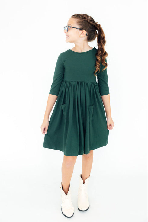 spruce-3-4-sleeve-pocket-twirl-dress Mila & Rose - Sophia's StyleTwirl Pocket Dress 3/4-1