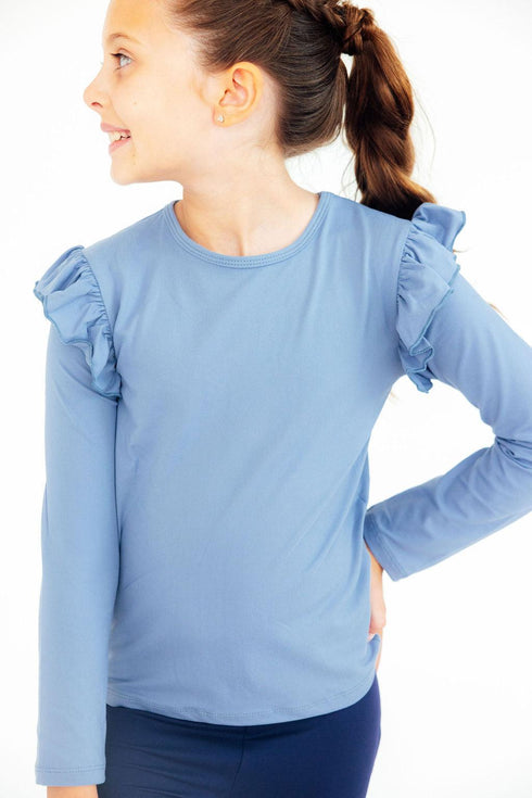 dusty-blue-l-s-ruffle-tee Mila & Rose - Sophia's StyleRuffle Tee L/S-1