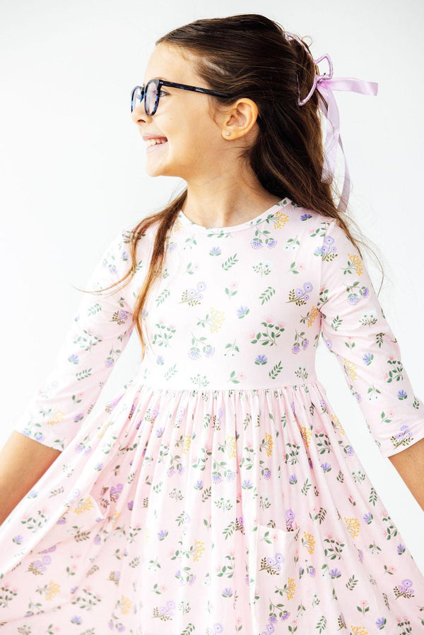 pastel-petals-3-4-sleeve-pocket-twirl-dress Mila & Rose - Sophia's StyleTwirl Pocket Dress 3/4-1