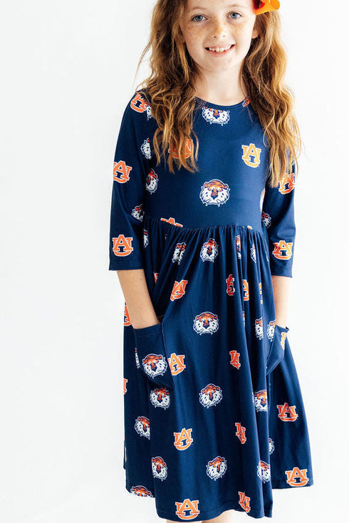 auburn-blue-aubie-3-4-sleeve-pocket-twirl-dress-sophias-styleTwirl Pocket Dress 3/4-1
