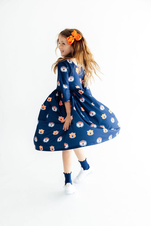 auburn-blue-aubie-3-4-sleeve-pocket-twirl-dress-sophias-style-3