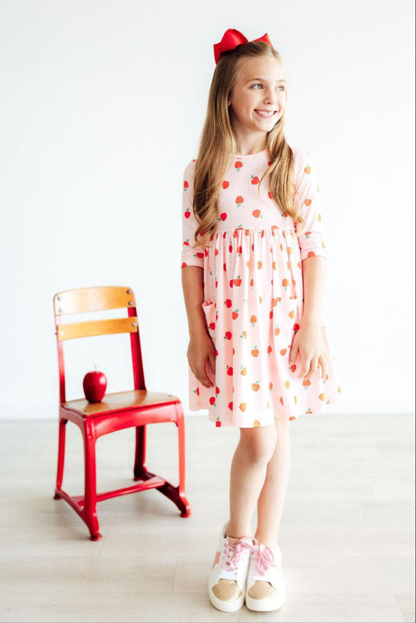 an-apple-a-day-3-4-sleeve-pocket-twirl-dress Mila & Rose - Sophia's StyleTwirl Pocket Dress 3/4-1