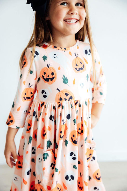 pumpkin-peekaboo-3-4-sleeve-pocket-twirl-dress Mila & Rose - Sophia's Style-3