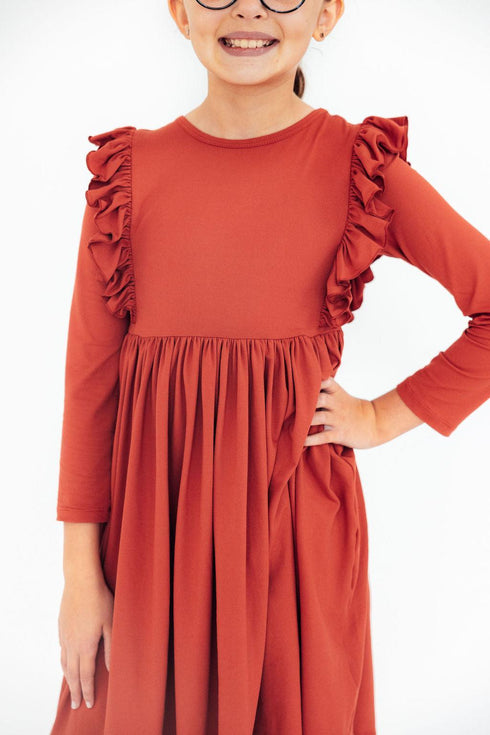pumpkin-spice-l-s-ruffle-twirl-dress Mila & Rose - Sophia's StyleTwirl Ruffle Dress L/S-1