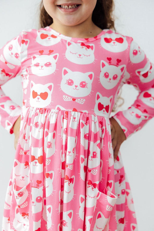 cutie-cat-l-s-pocket-twirl-dress-Sophia's StyleTwirl Dress - Pocket - L/S-1