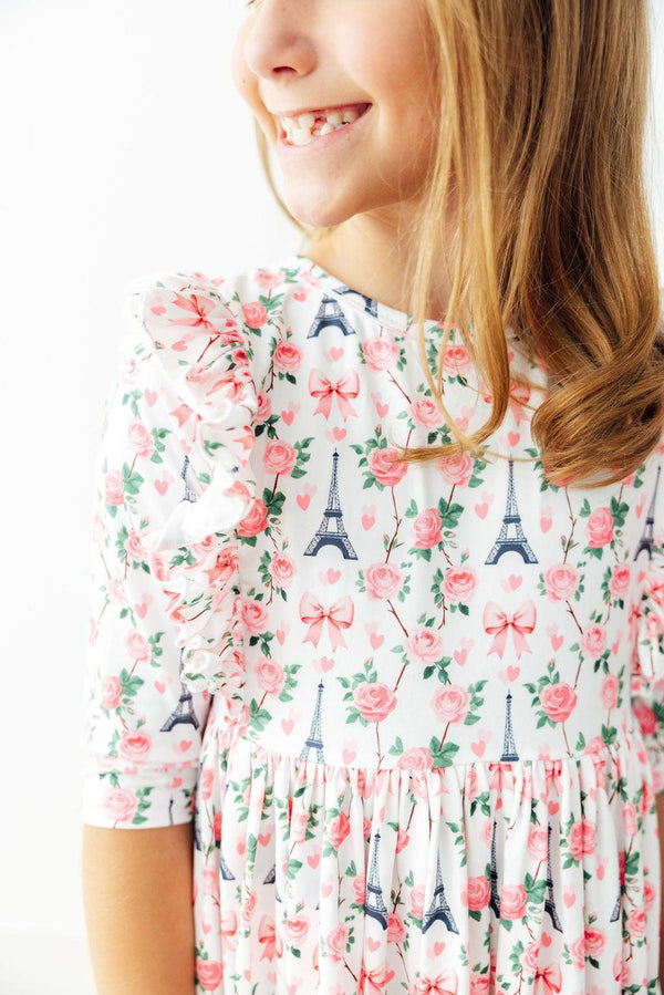 mila-in-paris-3-4-sleeve-ruffle-twirl-dress-Sophia's StyleTwirl Ruffle Dress 3/4-1