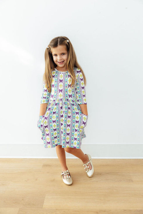 mardi-gras-3-4-sleeve-pocket-twirl-dress-Sophia's Style-3