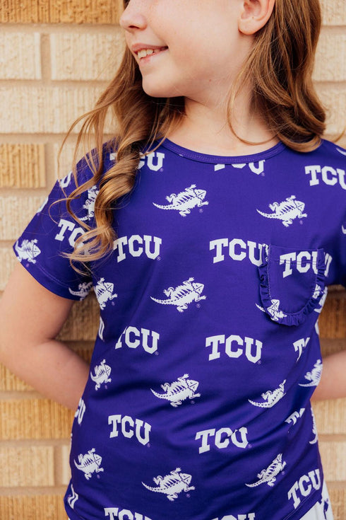 tcu-purple-frog-ruffle-pocket-tee Mila & Rose - Sophia's Style-4