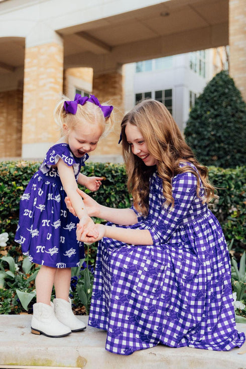 tcu-plaid-frog-3-4-sleeve-pocket-twirl-dress Mila & Rose - Sophia's Style-11