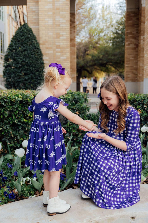 tcu-plaid-frog-3-4-sleeve-pocket-twirl-dress Mila & Rose - Sophia's Style-3