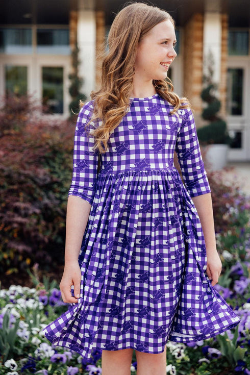 tcu-plaid-frog-3-4-sleeve-pocket-twirl-dress Mila & Rose - Sophia's Style-7