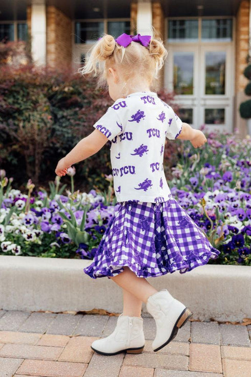 tcu-plaid-frog-ruffle-twirl-skort Mila & Rose - Sophia's StyleRuffle Twirl Skort-1