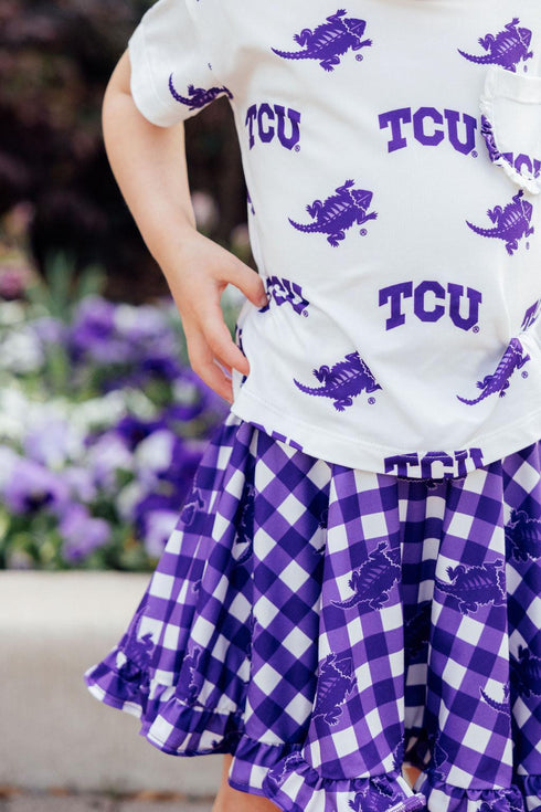 tcu-white-frog-ruffle-pocket-tee Mila & Rose - Sophia's StyleRuffle Pocket Tee-1