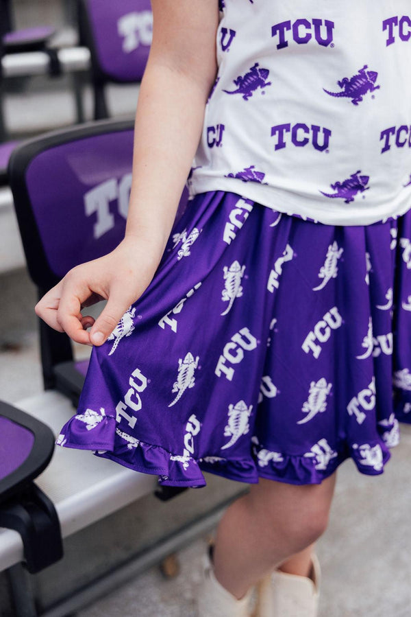 tcu-purple-frog-ruffle-twirl-skort Mila & Rose - Sophia's StyleRuffle Twirl Skort-1