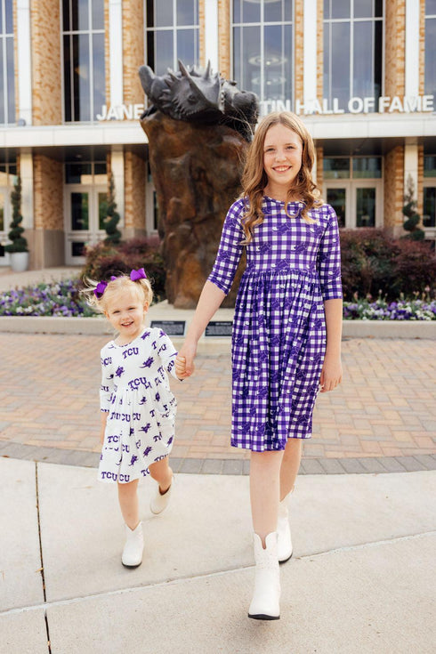 tcu-plaid-frog-3-4-sleeve-pocket-twirl-dress Mila & Rose - Sophia's Style-5