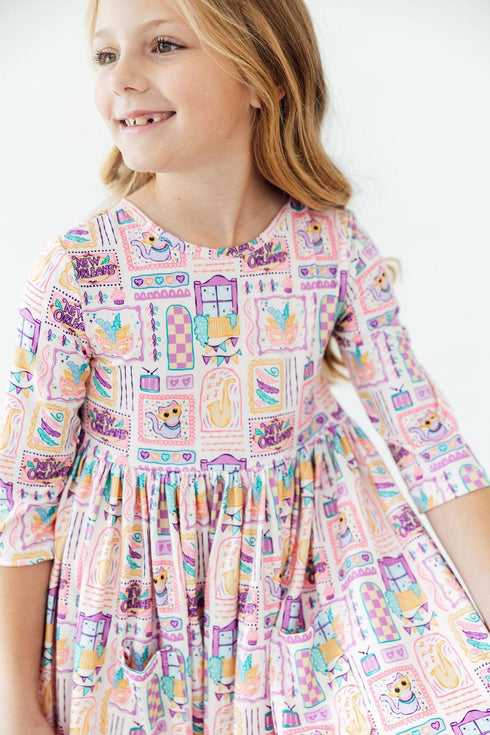 french-quarter-fun-3-4-sleeve-pocket-twirl-dress-Mila&Rose-Sophia's StyleTwirl Pocket Dress 3/4-1