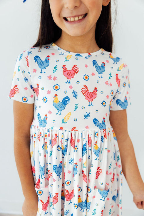 rainbow-roosters-s-s-pocket-twirl-dress-Mila&Rose-Sophia's StyleTwirl Pocket Dress S/S-1