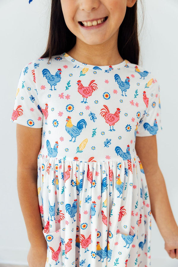 rainbow-roosters-s-s-pocket-twirl-dress-Mila&Rose-Sophia's StyleTwirl Pocket Dress S/S-1