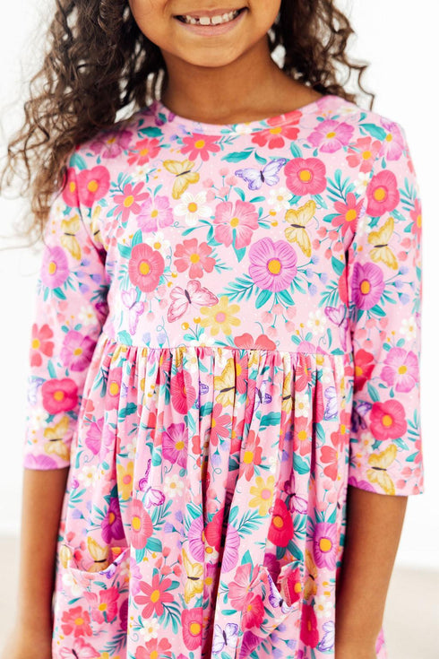 fluttering-garden-3-4-sleeve-pocket-twirl-dress-Mila&Rose-Sophia's StyleTwirl Pocket Dress 3/4-1