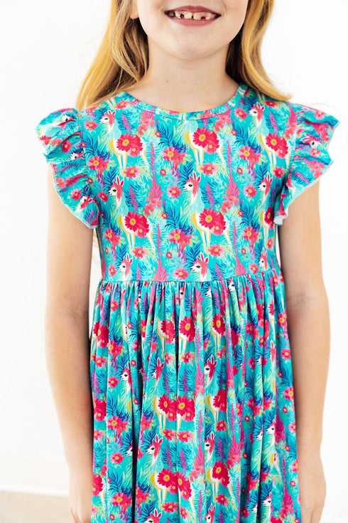 lovely-llamas-flutter-sleeve-twirl-dress-Mila&Rose-Sophia's StyleTwirl Dress Flutter-1