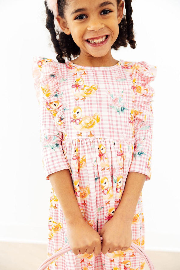 daisy-ducklings-3-4-sleeve-ruffle-twirl-dress-Mila&Rose-Sophia's StyleTwirl Ruffle Dress 3/4-1