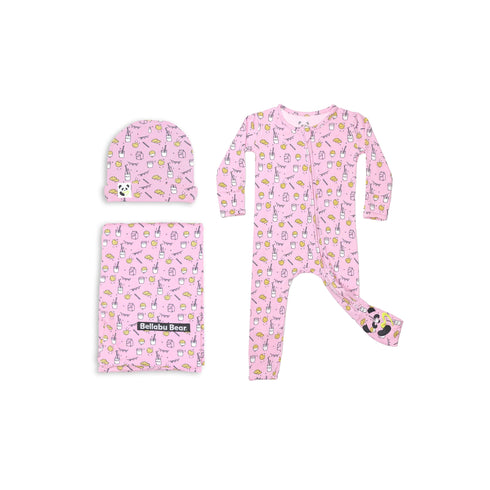 milk-cookies-pink-baby-shower-set-Bellabu Bear at Sophia's StyleBaby Shower Set-1