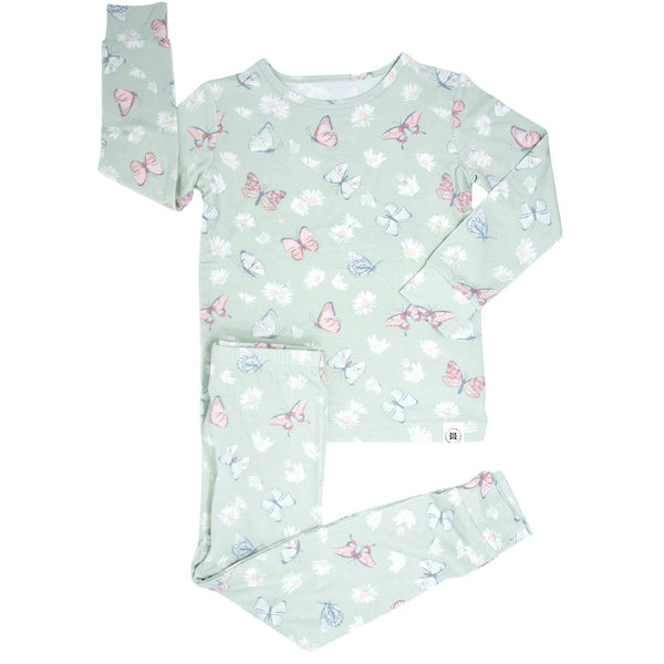 mint-butterfly-daisy-bamboo-big-kid-pajama-set Sweet Bamboo - Sophia's StyleBig Kid PJ-1