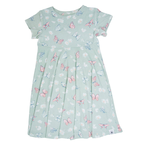 mint-butterfly-daisy-bamboo-cap-sleeve-swirly-girl-dress Sweet Bamboo - Sophia's StyleDresses-1