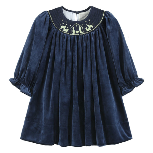 navy-blue-velvet-gold-nativity-smocked-bishop-dress-lil-cactus-sophias-styleDress-1
