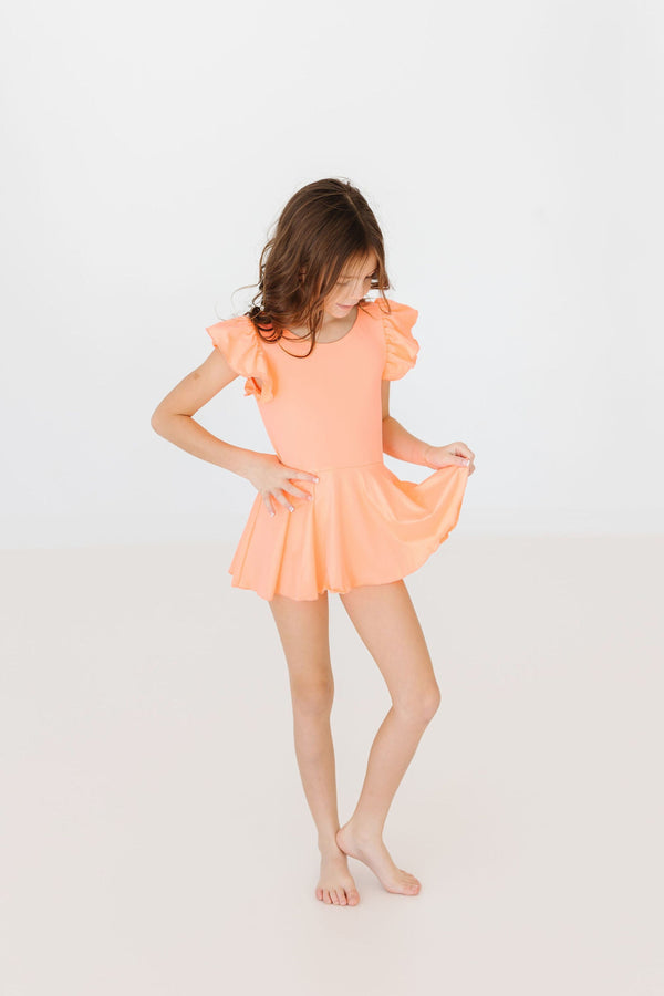 neon-coral-s-s-twirl-leotard Mila & Rose at Sophia's Style-Neon Coral S/S Twirl Leotard-6-12M-Twirl Leotard S/S-1
