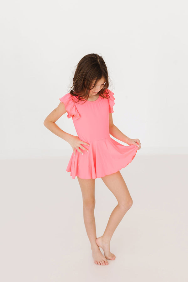 neon-pink-s-s-twirl-leotard Mila & Rose at Sophia's Style-Neon Pink S/S Twirl Leotard-6-12M-Twirl Leotard S/S-1