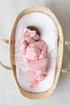 newborn-knotted-baby-gown-and-hat-set-with-headband-pink-Sophia's StyleNewborn Knotted Baby Gown Sets-1