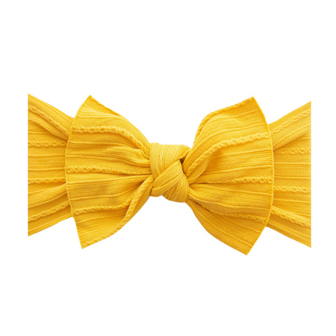 cable-knit-knot-mustard Baby Bling Bows clips headbands - Sophia's StyleCABLE KNIT KNOT-