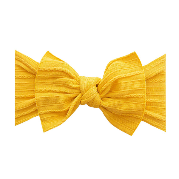 cable-knit-knot-mustard Baby Bling Bows clips headbands - Sophia's StyleCABLE KNIT KNOT-