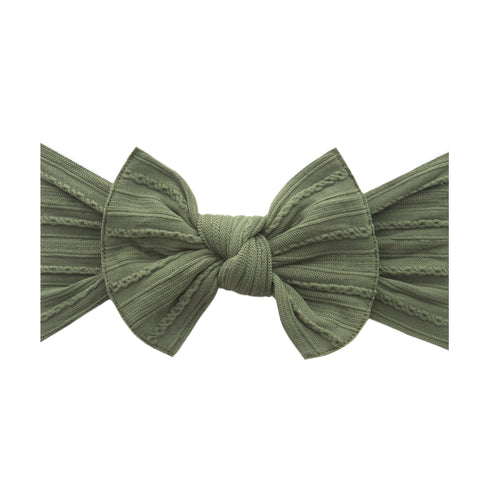 cable-knit-knot-army-green Baby Bling Bows clips headbands - Sophia's StyleCABLE KNIT KNOT-