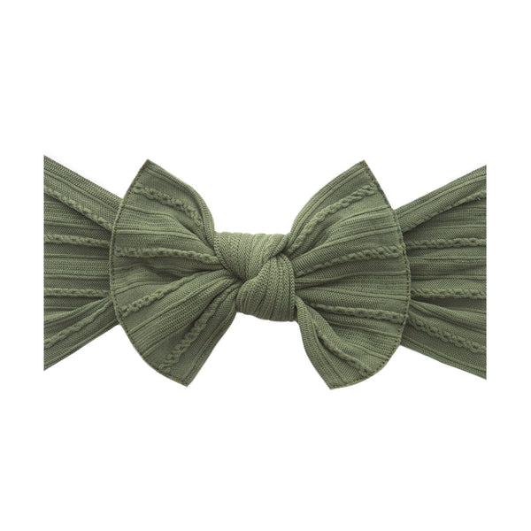 cable-knit-knot-army-green Baby Bling Bows clips headbands - Sophia's StyleCABLE KNIT KNOT-