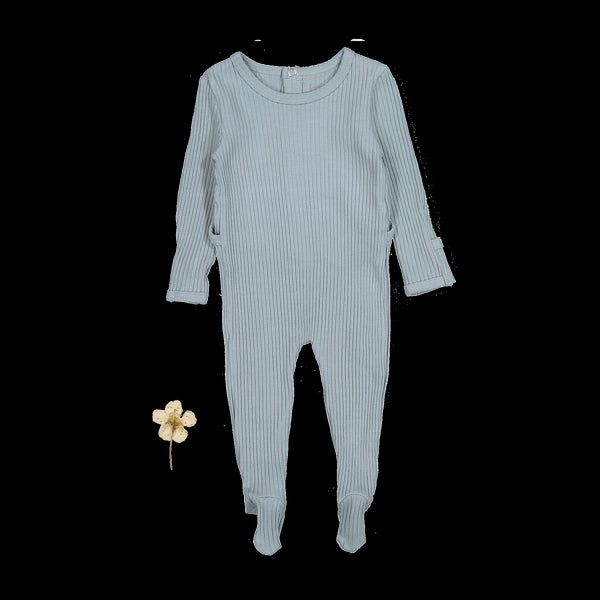 the-romper-ocean-ribbed Lovely Littles - Sophia's StyleBack Snap Romper-1