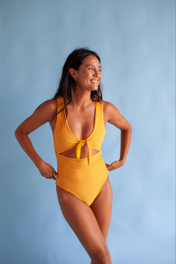 womens-cutout-one-piece-in-yellow-ribbed-of-one-sea - Sophia's Style Adult-1