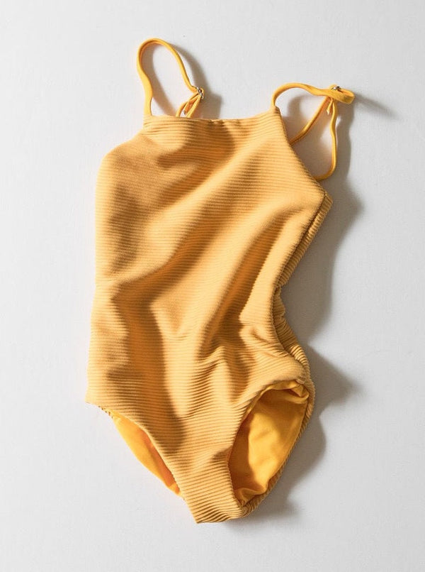 girls-strappy-one-piece-in-yellow-ribbed-of-one-sea - Sophia's Style Kids-1