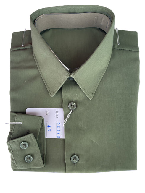 Olive Rafael Boys Microfiber Long Sleeve Dress Shirt 2T-16