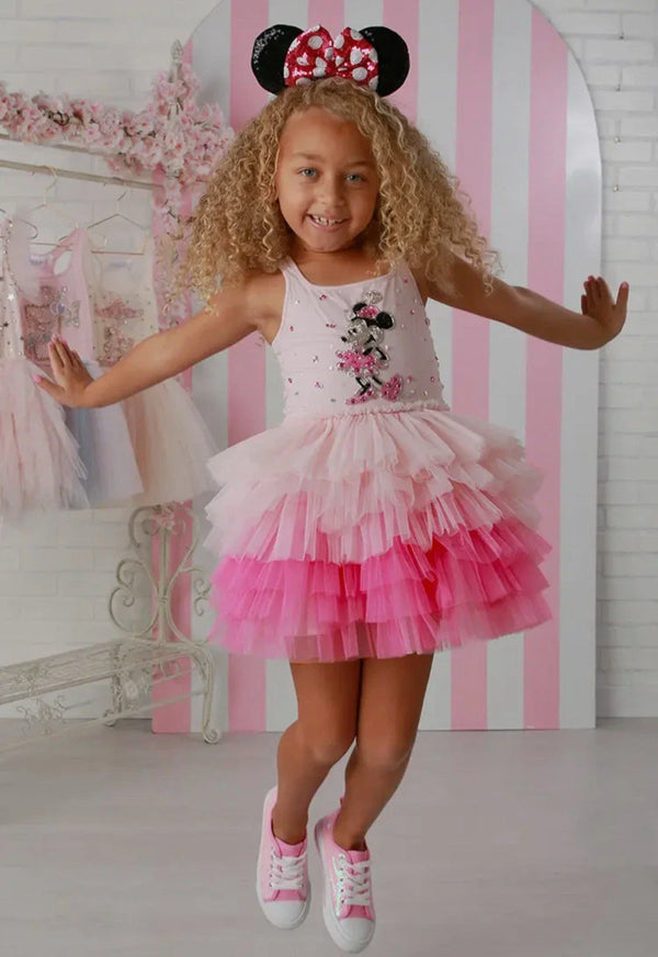 Minnie Tutu Dress – Pink Layered Tulle Dress for Girls, 12M-14