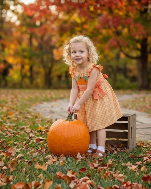 orange-gingham-ruffle-pumpkin-bow-dress-lil-cactus-sophias-style-3