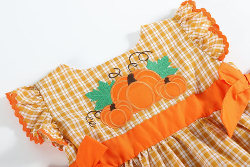 orange-gingham-ruffle-pumpkin-bow-dress-lil-cactus-sophias-style-2