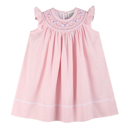 pink-and-white-bows-smocked-bishop-dress-lil-cactus-sophias-styleBishop Dress-1