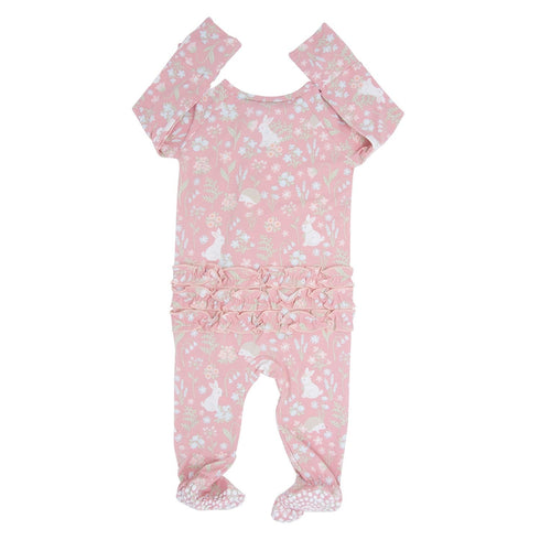 pink-bunny-floral-baby-ruffle-footie Sweet Bamboo - Sophia's Style-3