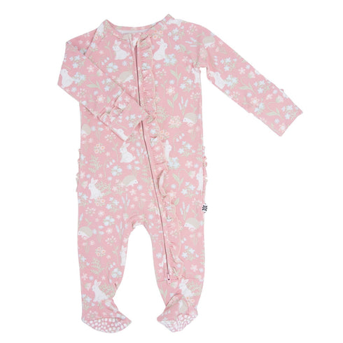 pink-bunny-floral-baby-ruffle-footie Sweet Bamboo - Sophia's Style-2