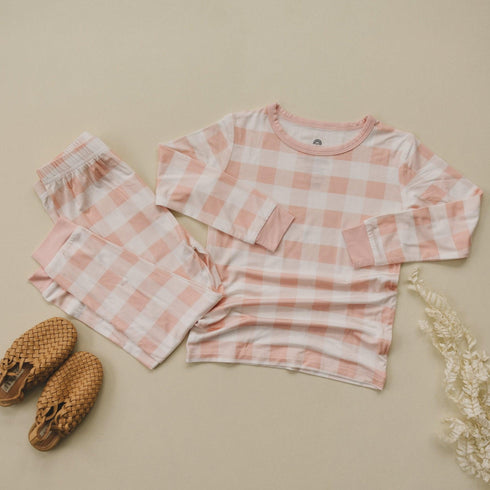 pink-gingham-2pc-bamboo-pajama-set Little Joy Co - Sophia's Style-2