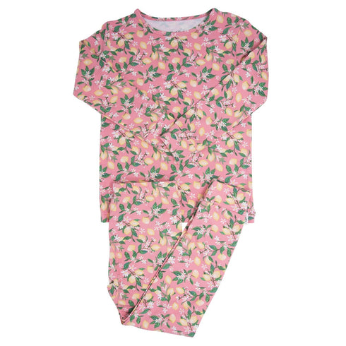 pink-lemon-floral-print-big-kid-pajama-set Sweet Bamboo - Sophia's Style-4