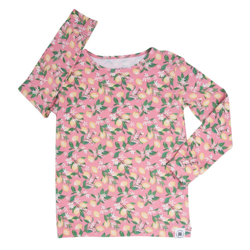 pink-lemon-floral-print-big-kid-pajama-set Sweet Bamboo - Sophia's Style-5